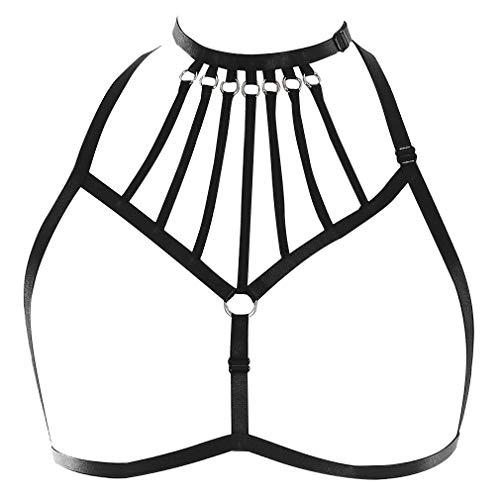 Women Goth Punk Harness Bra Crop Top Chest Belt Bondage Lingerie Strappy Adjust Plus Size