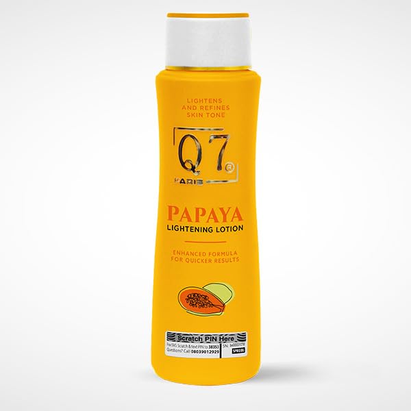 Q7Paris Papaya Skin Lightening Lotion Moisturiser | Refine Skin Tone Quicker Results on Dark Spots, Brown spots, Pimples mark & Scars | Enhanced Formula for All Skin Types - 300ml