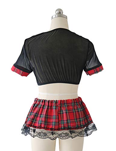 365-Shopping-Pizzo-Lingerie-Set-per-Donne-Crop-Top-con-Gonna-Scozzese-Erotic-Schoolgirl-Outfit-Costume-da-Donna-da-Notte-Sleepwear-Plus-Size