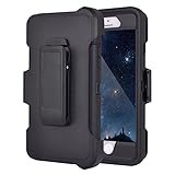 MAXCURY iPhone 6 Plus Case, Hybrid Rubber Silicone and Hard PC Plastic Defender Case with Built-in Screen Protector and Belt Clip Holster for iPhone 6s Plus(Black & Clip)