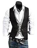 Men's Casual Fashion V-neck Double Layered Fit Vest Waistcoat Slim Jacket Tops