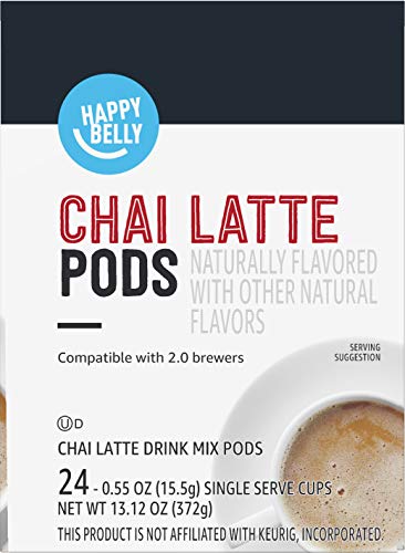 HAPPY BELLY TEA PODS COMPATIBLE WITH 2.0 K-CUP BREWERS, CHAI LATTE, 24 COUNT (PREVIOUSLY SOLIMO)