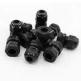 Yongcun Black Nylon Cable Glands Waterproof Cable Gland Joints PG7 Wire OD 3mm to 6mm Pack of 10pcs