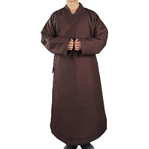 Unisex Thickened Warm Monk Robe Autumn Winter Traditional Buddhist Monk Costume With Pockets