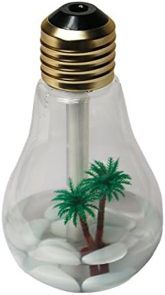 Suprempire Bulb-Shaped Air Humidifier Mini Desktop Air Purifier Atomizer Colorful LED Night Lights USB Portable for Office Home Kids Study (Gold Head Transparent)