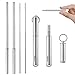 2 PACK - Portable Collapsible Reusable Drinking Straws - Telescopic Folding Stainless Steel Metal Straw with Aluminum Case & Cleaning Brush