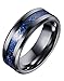 Tanyoyo 8mm Blue Black Dragon Pattern Beveled Edges Celtic Rings Jewelry Wedding...