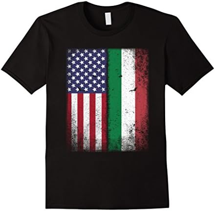 Mens American Italian Flag T-shirt Italy Pride Italia Heritage XL Black