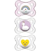 MAM Clear 0-6 Month Pacifiers Value Pack (3 Pack), 0-6 Months Baby Girl Pacifiers, Best Pacifier for Breastfed Babies