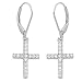 Kooljewelry Sterling Silver and Cubic Zirconia Cross Dangle Earrings