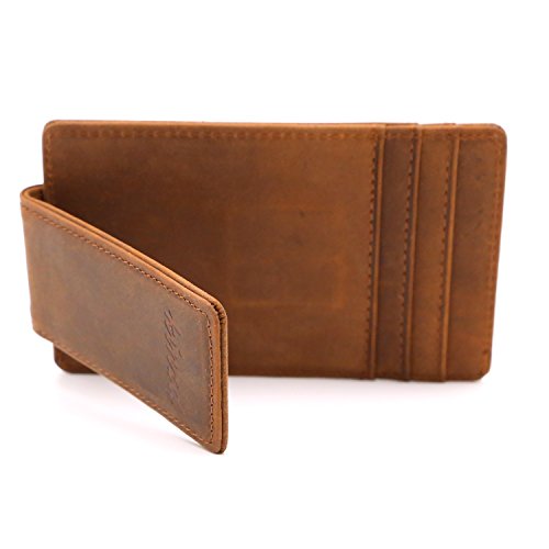 Money Clip, Front Pocket Wallet, Leather RFID Blocking Strong Magnet thin Wallet (one size, Upgrated Version Black Wallet)