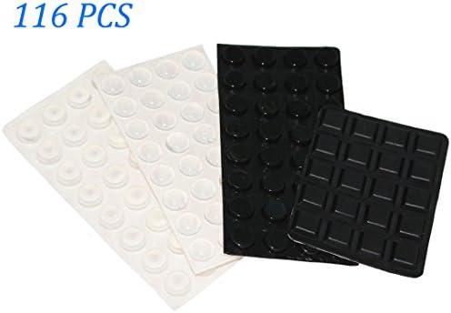 Tong 116 Pieces Rubber Feet Adhesive Bumper Pads Self Stick Bumpers Door Buffer Pads Soft Bumper Stops Feet Shock Dampening Pads (Clear and Black)
