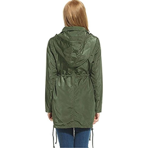 Women Coat, Gillberry Women Rain Jacket Waterproof Hooded Zip Lightweight Trench Coat Windbreaker (Green, S)