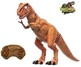 O.B Toys&Gift RC Walking Dinosaur Toy Tyrannosaurus Rex w/ Roar Sounds , Head Shakes & LED Lights , Remote Control Kids Dinosaur T-Rex