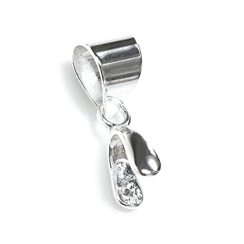2 pcs Sterling Silver Bail Pinch In Pendant Clasp Connector Slider Medium 'M'/Findings/Bright