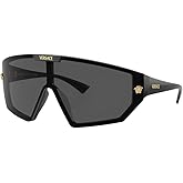 Versace VE 4461 GB1/87 Black Plastic Shield Sunglasses Grey Lens