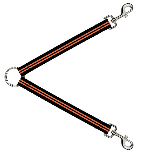 Buckle-Down Dog Leash Splitter Stripe Black Orange 1 Foot Long 1 Inch Wide