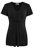 Ninedaily Women Short Sleeves Summer Tunic Flattering V Neck Draped Tops