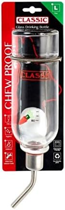Paws Products Glass Water Bottle Chew Proof Glass Water Bottle Rabbit Guinea Pig Hamster (750ml Bottle)