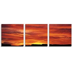 Canvas Wall Art Abstract Bridges Beautiful Sunset Painting Artwork for Home Prints Framed - 12"x12"x3 Panels