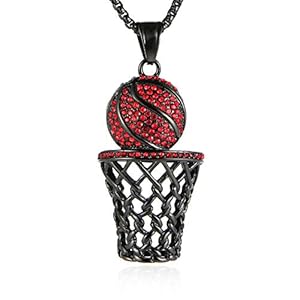 HZMAN Mens 18k Gold Silver Plated Basketball Rim CZ Inlay Pendant Hip Hop Box Chain