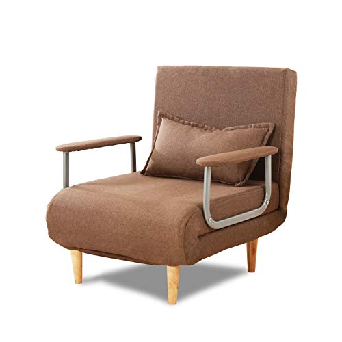 windaze Folding Sofa Bed Portable Sleeper Chaise Lounges with Detachable Armrest and Memory Foam Mattress,Leisure Recliner Lounge Couch Guest(Coffee)