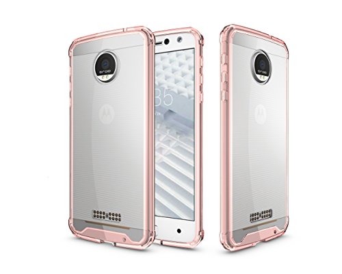 Moto Z Droid Case, ARSUE Slim Crystal Clear Transparent Scratch Resistant Premium Hybrid Drop Protection Protective Case for Moto Z Droid 2016 (Not Fit Motorola Moto Z Force, Moto Z Play) - Rose Gold