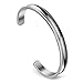 Zuo Bao Stainless Steel Bracelet Grooved Cuff Bangle for Women(Silver)