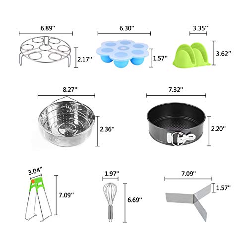 Instant Pot Accessories,Pressure Cooker Accessories Set for Instant Pot 5,6 Qt 8 Quart,with Steamer Basket/Non-stick Springform Pan/Egg Rack/Silicone Egg Bites Mold/Silicone Oven Mitts,8pcs - Thumbnail 6