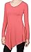 [DRSKIN] Women Handkerchief Hem Long Sleeve Tunic Top (L, Coralpink)