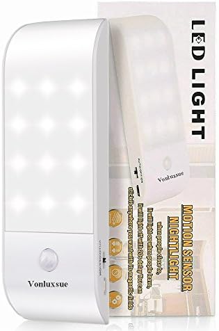Vonluxsue 12 LED Motion Sensing Closet Lights,Portable USB Rechargeable Stick-on Anywhere Wireless Indoor/Outdoor Light Bar with Magnetic Strip（Warm White）