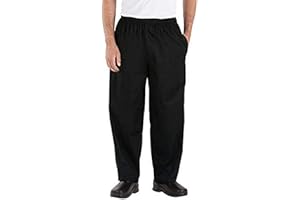 Happy Chef Poly Cotton Print Baggy Pants (Black, Large)