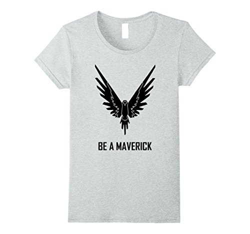 Womens Be A Maverick Black Logo T-Shirt Medium Heather Grey