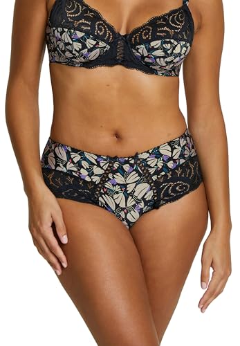 sans Complexe, Shorty Modèle Amélie Print, avec Dentelle Graphique, à l'arrière Un imprimé très Tendance, pour Femme, JBP Imprimé Tulipes Noir, 50-52