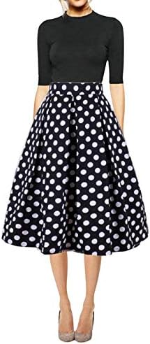 Women's Floral Midi Skirts High Waisted A-Line Cocktail Party Prom Skirt