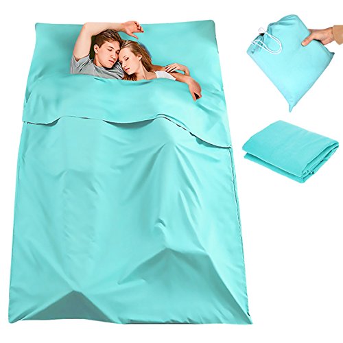 Twice Asleep Suitcase - 180 210cm Double Sleeping Bag Portable Liner Polyester Pongee Folding Travel Mat - Replicate Two-Base Hit Threefold Quiescence Pocket Treble Slumbering - 1PCs