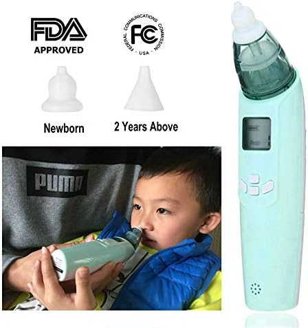 Premium Baby Nasal Aspirator, Friendly Electric Nose Sucker, 3 Suction Power Levels and 2 Snot Sucker Tips to Remove All Snot Mucus to Help Our Babies Breath Freely