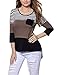 TraMulbery Womens Back Lace Color Block T-shirt Plaid Hem Casual Long Sleeve Blouses and Tops