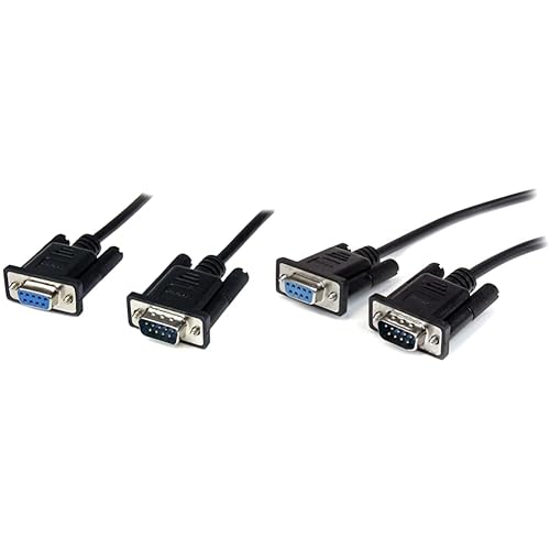 2m Black DB9 RS232 Serial Null Modem Cable F/M & 3m