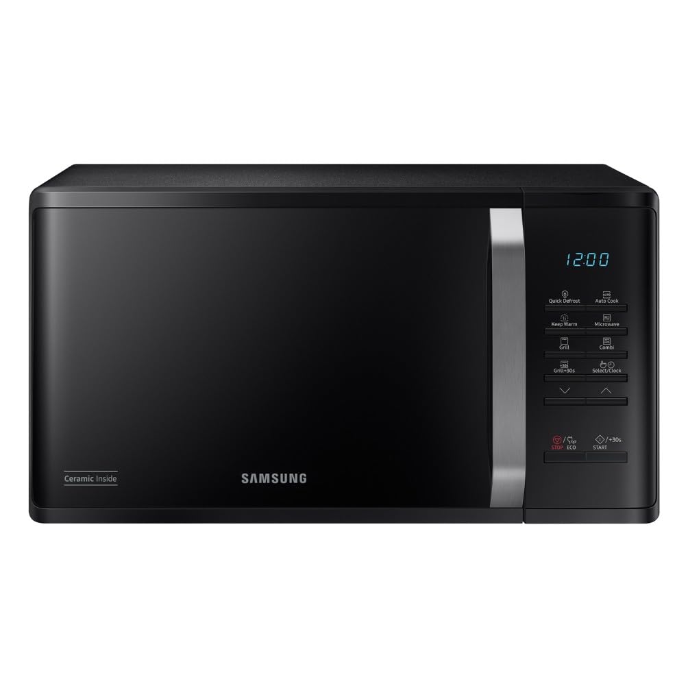 Samsung Mikrowelle, Grill und Knuspriger Grill MG23K3523CKE1 mit Bräterplatte, automatische Programme, Quick Defrost, Fassungsvermögen: 23 l, Farbe: Schwarz, BxHxT: 48,9 x 27,5 x 39,2 cm