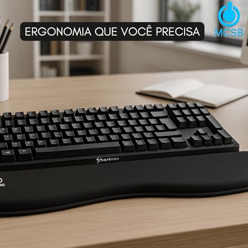 Mcsb Apoio De Punho Teclado Ergonômico Descanso Macio Almofada Ortopédico Pulso Tendinite Nr17 Pulso Digitação Confort Suporte Espuma Gel (Preto)