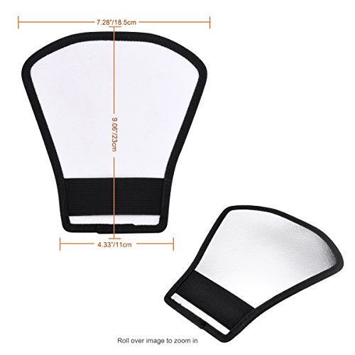 Veatree Flash Diffuser Reflector Kit Bend Bounce Positionable Diffuser + Silver/White