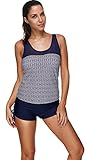 SWEETLOVER Swimsuit for Women Racerback Tankini Set with Boyshort Two Piece Bathing Suit