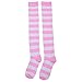 Women's Extra Long Striped Socks Over Knee High Opaque Stockings (Pink & White)