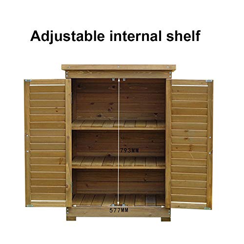 ZHOUAICHENG Holz Gartenschrank Outdoor Geräteschrank wasserdichte Sonnencreme für Balkon Garten Terrasse 96 x 43 x 69 cm – Bild 5