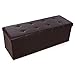 SONGMICS Folding Storage Ottoman Bench, Faux Leather, Brown ULSF703