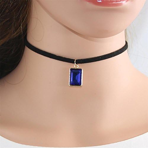 Velvet Choker Necklace,Gothic Tattoo Leather Choker Necklace for Women Girls (blue)