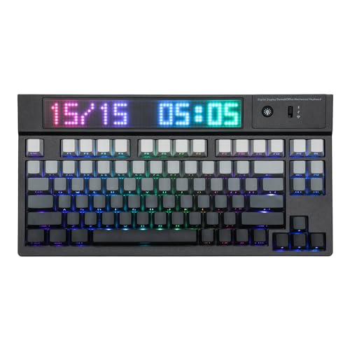 EPOMAKER DynaTab 75X Wireless Gaming Keyboard with Custom Dot-Matrix RGB LED Screen, Hot Swap Gasket-Mounted Mechanical Keyboard, Bluetooth/2.4G/USB-C Custom Keyboard (Black, Wisteria Linear Switch)