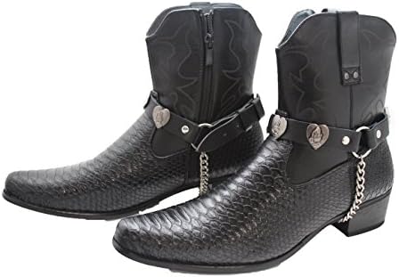 Trendy Fashion Jewelry Men Biker Boot Bracelets Black Faux Leather Straps Silver Chains Native American Motorcycle