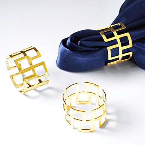 LogHog Napkin Rings Set of 12 -Golden Napkins Holder Rings,Ideal Table Decoration fo Wedding Banquet Daily Dinner Party Decor Favor(Hollow-Out Style 2)